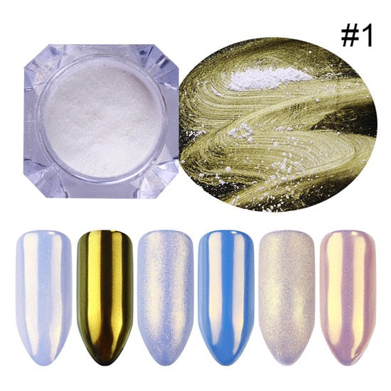 Pearl Nail Glitter Powder Shiny Mirror Matte Shimmer Pigment Powder Dust 1g Manicure Nail Art Decoration