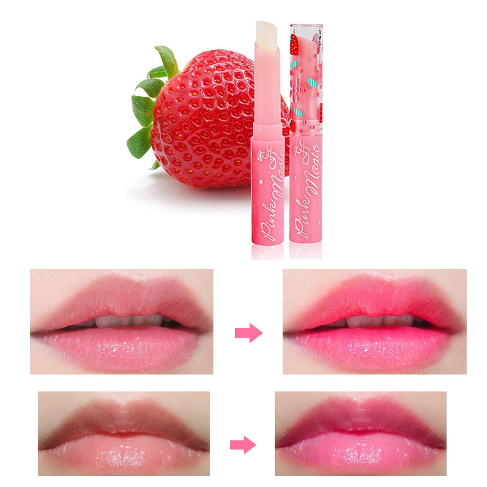 Pink Magic Strawberry Flavor Moisturizing Lipstick Long Lasting Temperature Changing Color Lip Cream Lipstick Balm Waterproof