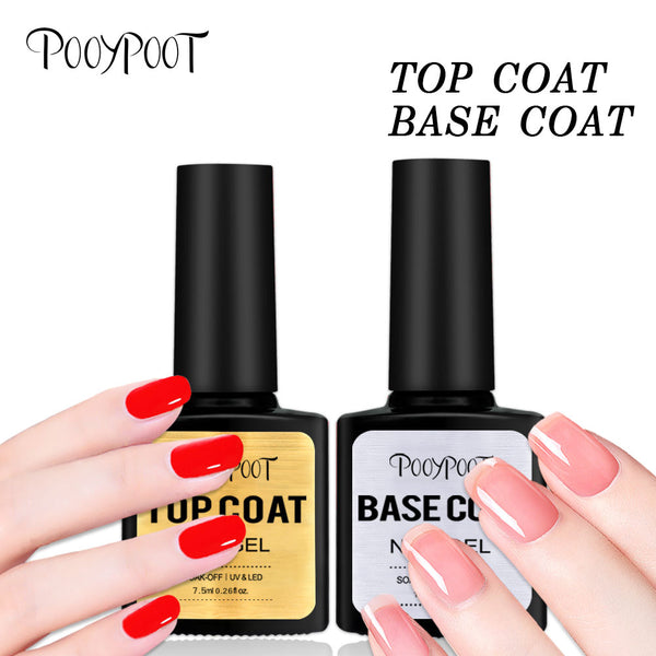 Pooypoot Top Manteau Bas de Gel Vernis À Ongles 7.5 ml UV LED Tremper Hors Apprêt Constructeur Ongle Gel Vernis Transparent Pour L'art D'ongle