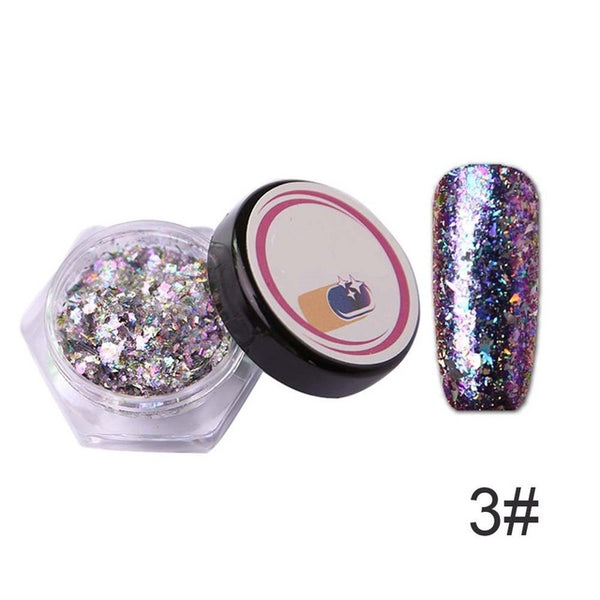 Poudre de paillettes d'ongle Laser holographique poudre effet miroir Chrome caméléon poussière pour décoration d'art d'ongle 6 couleurs #278298