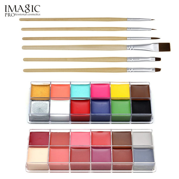 Professional Face Paint Oil 12 Colors Body Painting Art Party AND Brushes Set