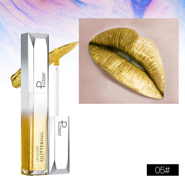 Lip Gloss Waterproof Makeup Lips Beauty Velvet Moisture Diamond Glitter Liquid