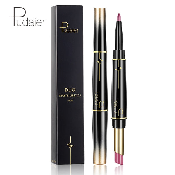 New 16 Colors Double Side Lipstick Pencil Waterproof Makeup Half Matte Lip Stick Long Lasting
