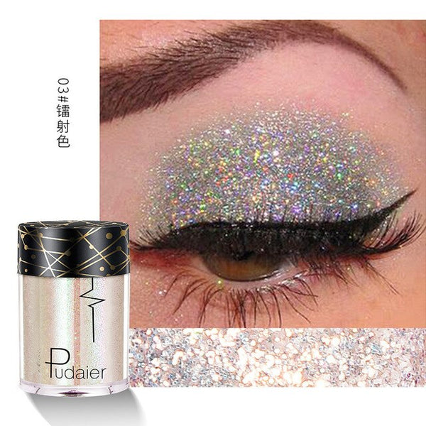 Pudaier 1PC 30colors Glitter Eyeshadow Pigment Powder Face Lip Nail Makeup Multipurpose Glue-Free Eye shadow Shimmer Waterproof