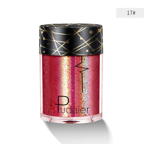 Pudaier 1PC 30colors Glitter Eyeshadow Pigment Powder Face Lip Nail Makeup Multipurpose Glue-Free Eye shadow Shimmer Waterproof