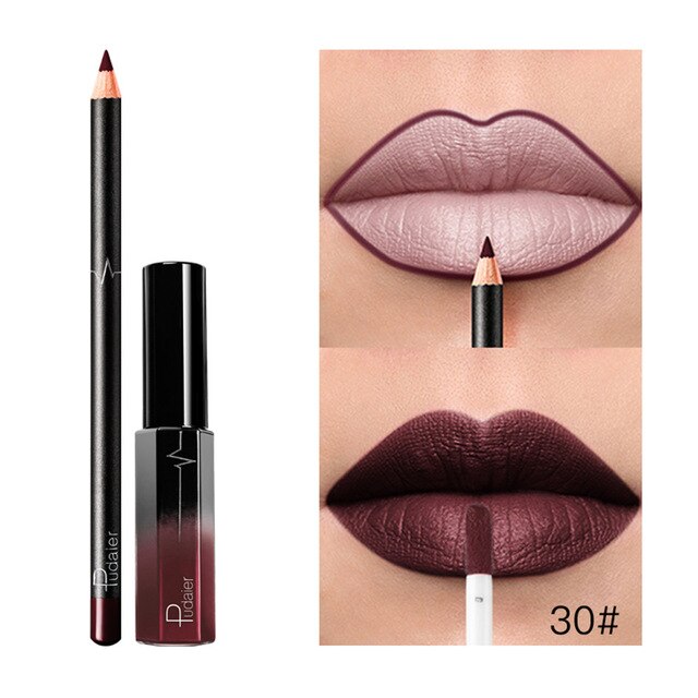 New 36 Colors Lipgloss + Lipliner Matte Lip Gloss liner