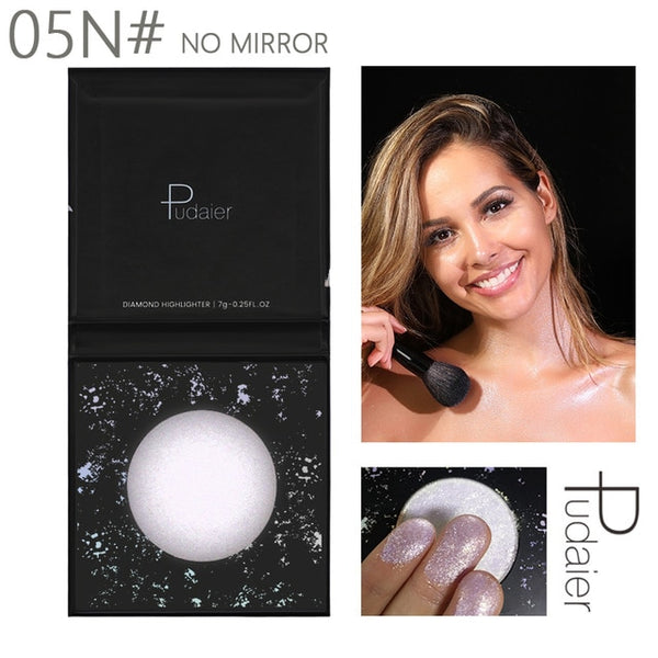 Pudaier Diamond Highlighter for Face Makeup Illuminator Makeup Long-lasting Waterproof Blush Powder for Face Highlighter Palette