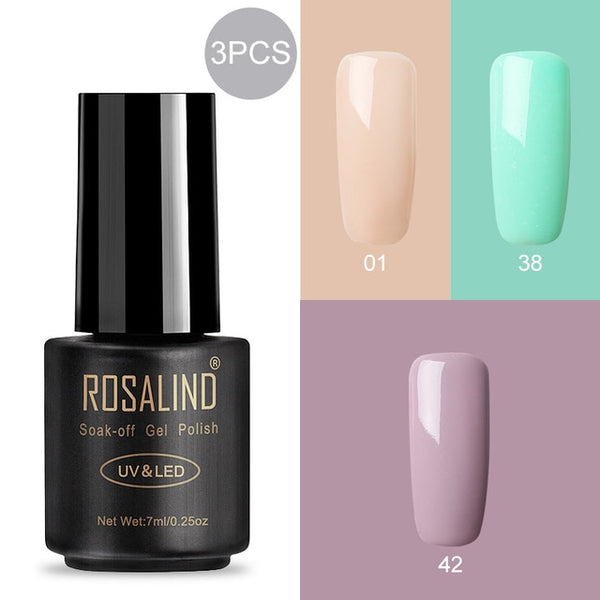 ROSALIND 7ml Gel Polish Nail Polish Nail Art Semi Permanent UV Gel Hybrid Set For Manicure Soak Off Lacquer White Primer