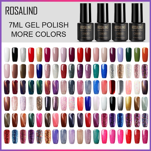 ROSALIND 7ml Gel Polish Nail Polish Nail Art Semi Permanent UV Gel Hybrid Set For Manicure Soak Off Lacquer White Primer