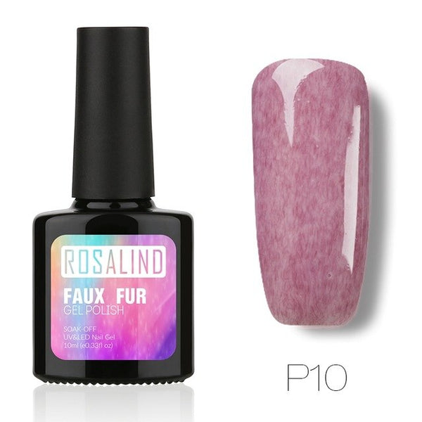 ROSALIND Gel 1s 10ML Faux Fur Effect P01-26  Gel Nail Polish Soak Off Nail Art Varnish UV LED Long-Lasting 3D Gel lacquer