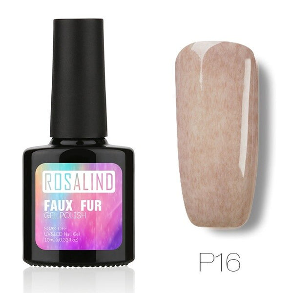 ROSALIND Gel 1s 10ML Faux Fur Effect P01-26  Gel Nail Polish Soak Off Nail Art Varnish UV LED Long-Lasting 3D Gel lacquer