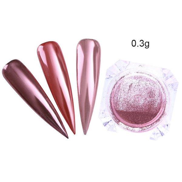 Rose Gold Mirror Nail Glitter Powder Gel Polish Chrome Pigment Dust Shinning Glitters Manicure Nail Art Decorations