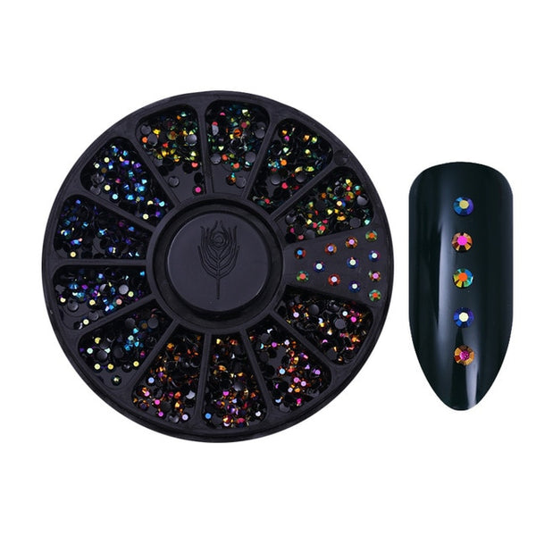 Rose Gold Rivet Nail Studs 3D Nail Art Decoration Gold Circle Star Round Square Mixed Accessories in Wheel for DIY