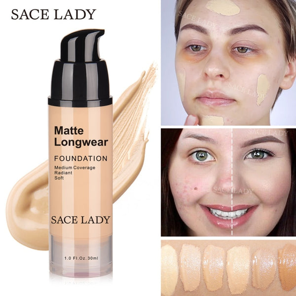 SACE LADY 30ml Face Foundation Makeup Professional Base Make Up For Dark Skin Matte Cream Oil Control Liquid Natural Cosmetic