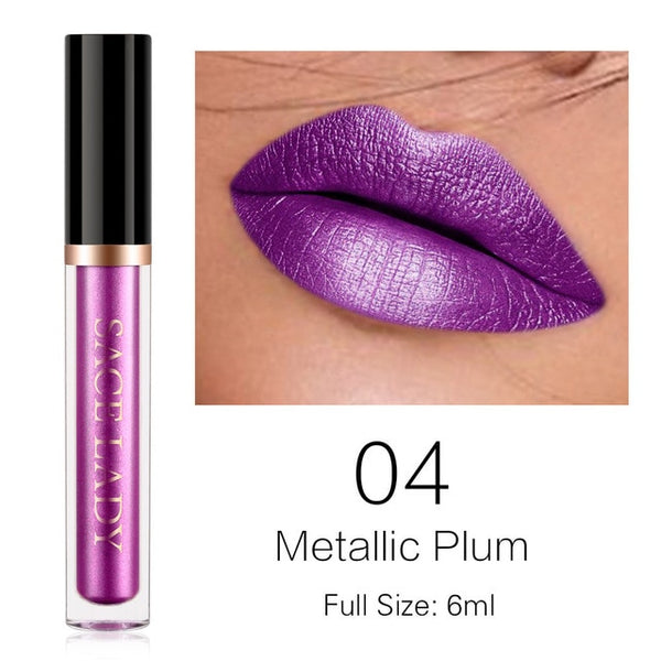 NEW 6ml/1.5ml Glitter Lipstick Liquid Makeup Waterproof Metallic Lip Gloss Set Long-lasting
