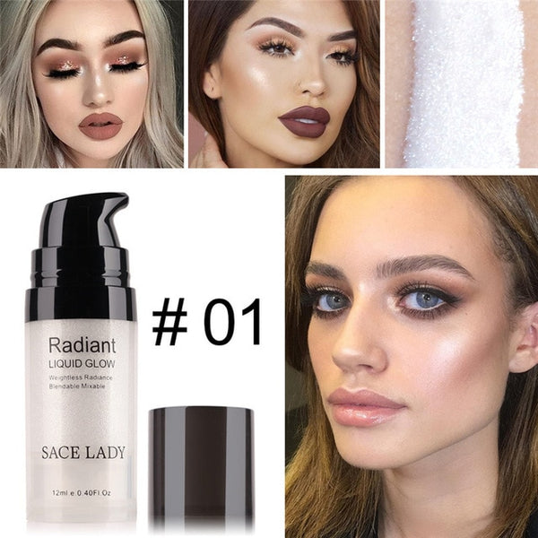 SACE LADY Face Highlighter Cream Liquid Illuminator Makeup Shimmer Glow Kit Make Up Facial Brighten Shine Brand Cosmetic