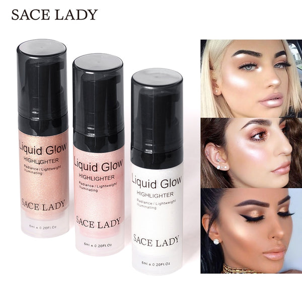SACE LADY Face Highlighter Cream Liquid Illuminator Makeup Shimmer Glow Kit Make Up Facial Brighten Shine Brand Cosmetic