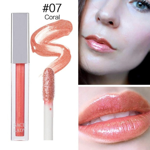 SACE LADY Glitter Lip Lacquer Makeup Beauty Shine Lip Gloss Make Up Smooth Shimmer Lipgloss Sexy