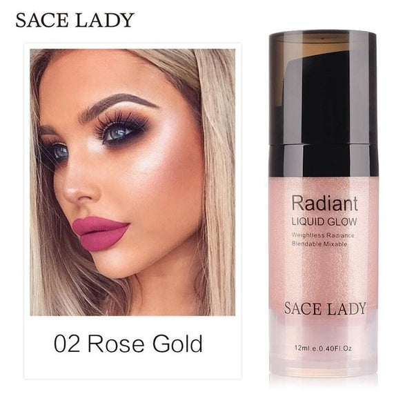 SACE LADY Liquid Highlighter Face Makeup Illuminator Glow Kit Make Up Brighten Shimmer Cream Facial Bronzer Contour Cosmetic