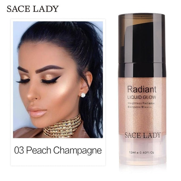 SACE LADY Liquid Highlighter Face Makeup Illuminator Glow Kit Make Up Brighten Shimmer Cream Facial Bronzer Contour Cosmetic