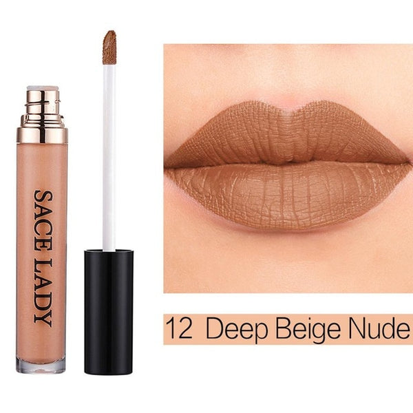 Matte Waterproof Lipstick 22 Colors Liquid Lip Gloss Tint Long-lasting Makeup Stick Nuke Paint Make Up Purple Pigment