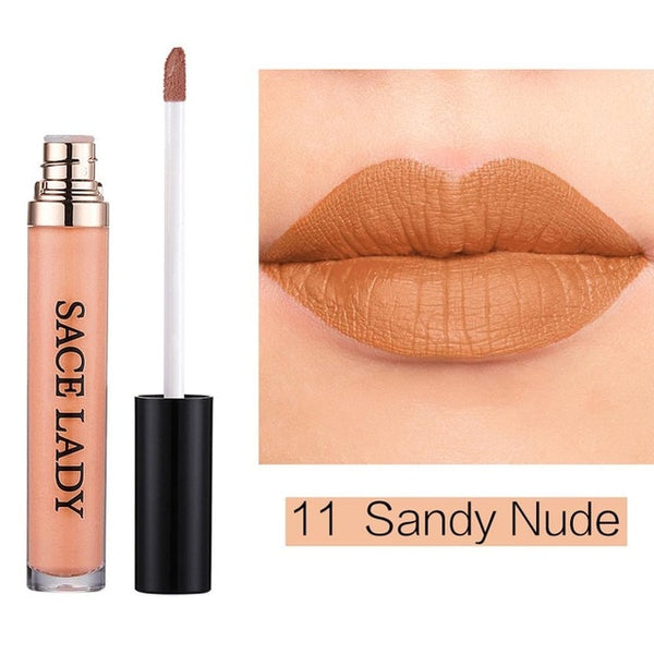 Matte Waterproof Lipstick 22 Colors Liquid Lip Gloss Tint Long-lasting Makeup Stick Nuke Paint Make Up Purple Pigment