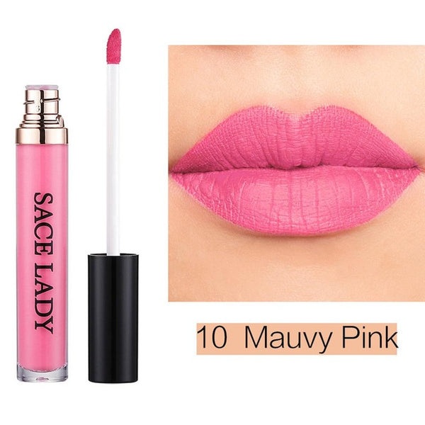 Matte Waterproof Lipstick 22 Colors Liquid Lip Gloss Tint Long-lasting Makeup Stick Nuke Paint Make Up Purple Pigment