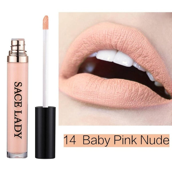 Matte Waterproof Lipstick 22 Colors Liquid Lip Gloss Tint Long-lasting Makeup Stick Nuke Paint Make Up Purple Pigment