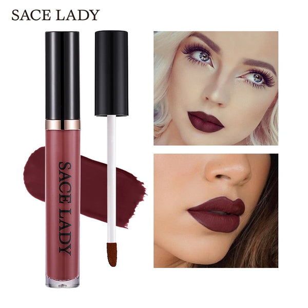 Matte Waterproof Lipstick 22 Colors Liquid Lip Gloss Tint Long-lasting Makeup Stick Nuke Paint Make Up Purple Pigment