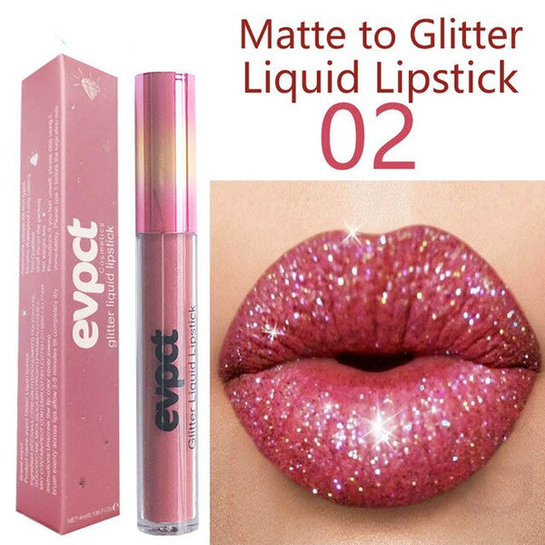 Fashion Matte to Glitter Liquid Lipstick Cosmetics Long Lasting  Waterproof Lips Metallic Lip Gloss Beauty Makeup