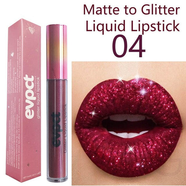 Fashion Matte to Glitter Liquid Lipstick Cosmetics Long Lasting  Waterproof Lips Metallic Lip Gloss Beauty Makeup