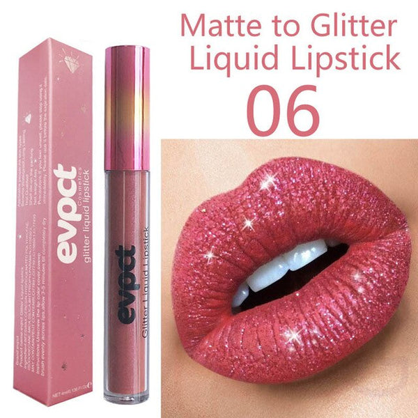 Fashion Matte to Glitter Liquid Lipstick Cosmetics Long Lasting  Waterproof Lips Metallic Lip Gloss Beauty Makeup
