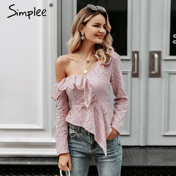 Sexy one shoulder women blouse shirt