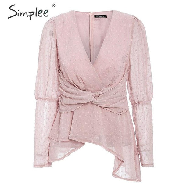 Sexy v-neck women blouse Elegant  winter  tops