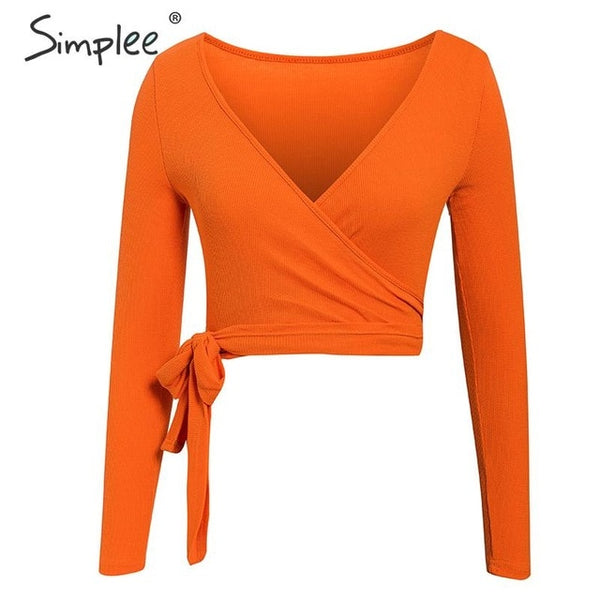 Sexy v-neck women crop tops