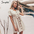 women dress shirt V neck short sleeve cotton linen short summer dresses Casual korean vestidos 2019 festa